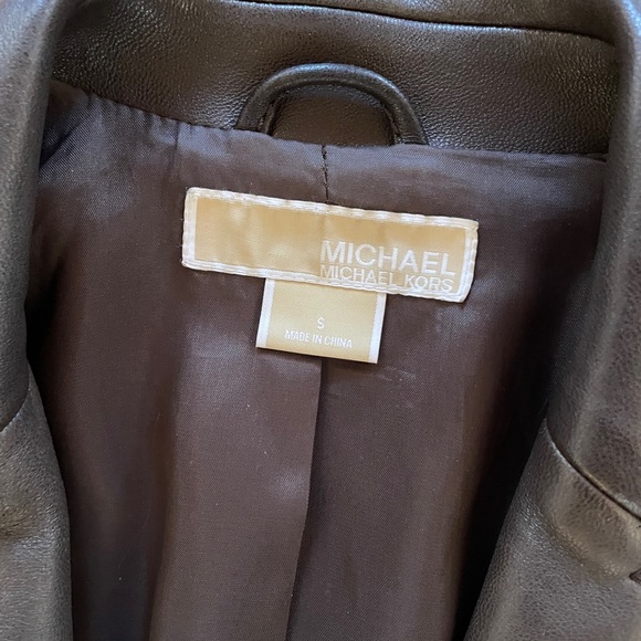 Michael Kors Brown Leather Blazer Jacket - Picture 5 of 11